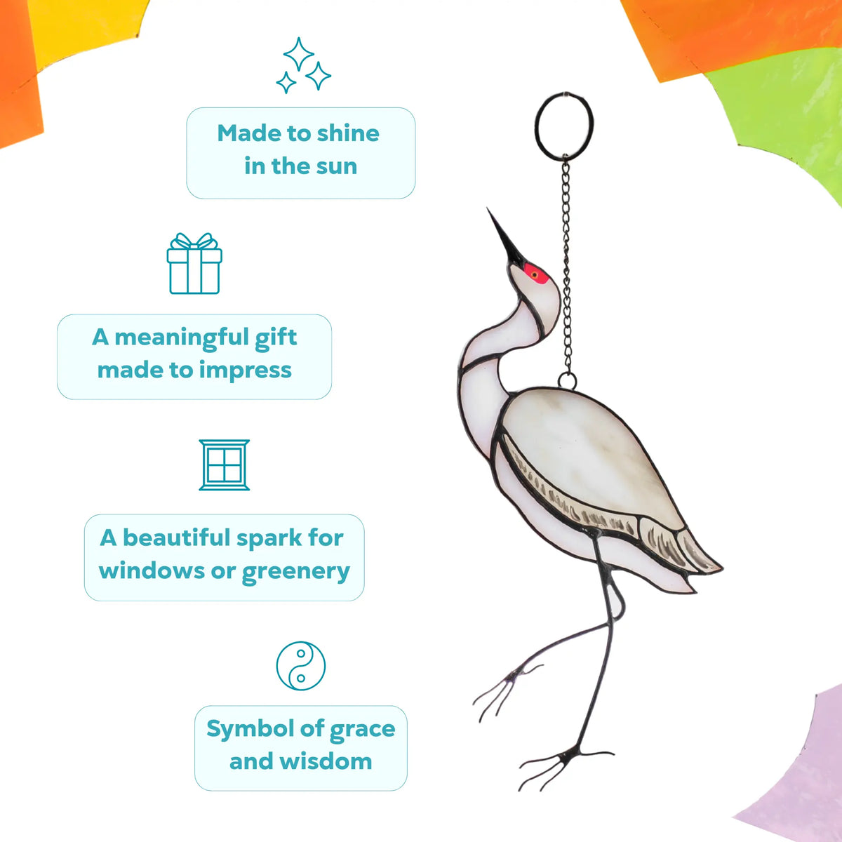 Sandhill Crane - Stained Glass Suncatcher