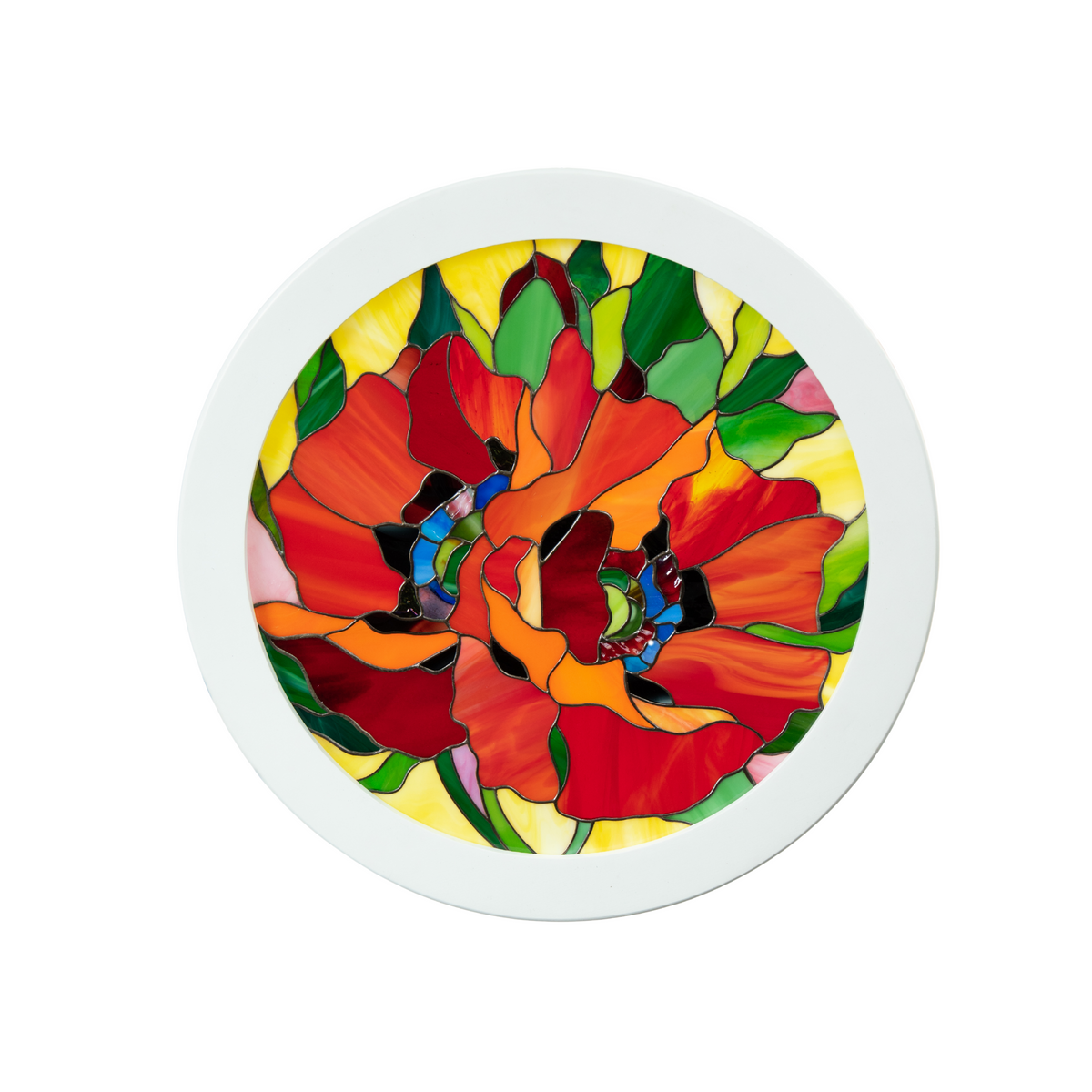 Panel de vidrieras - Amapolas redondas
