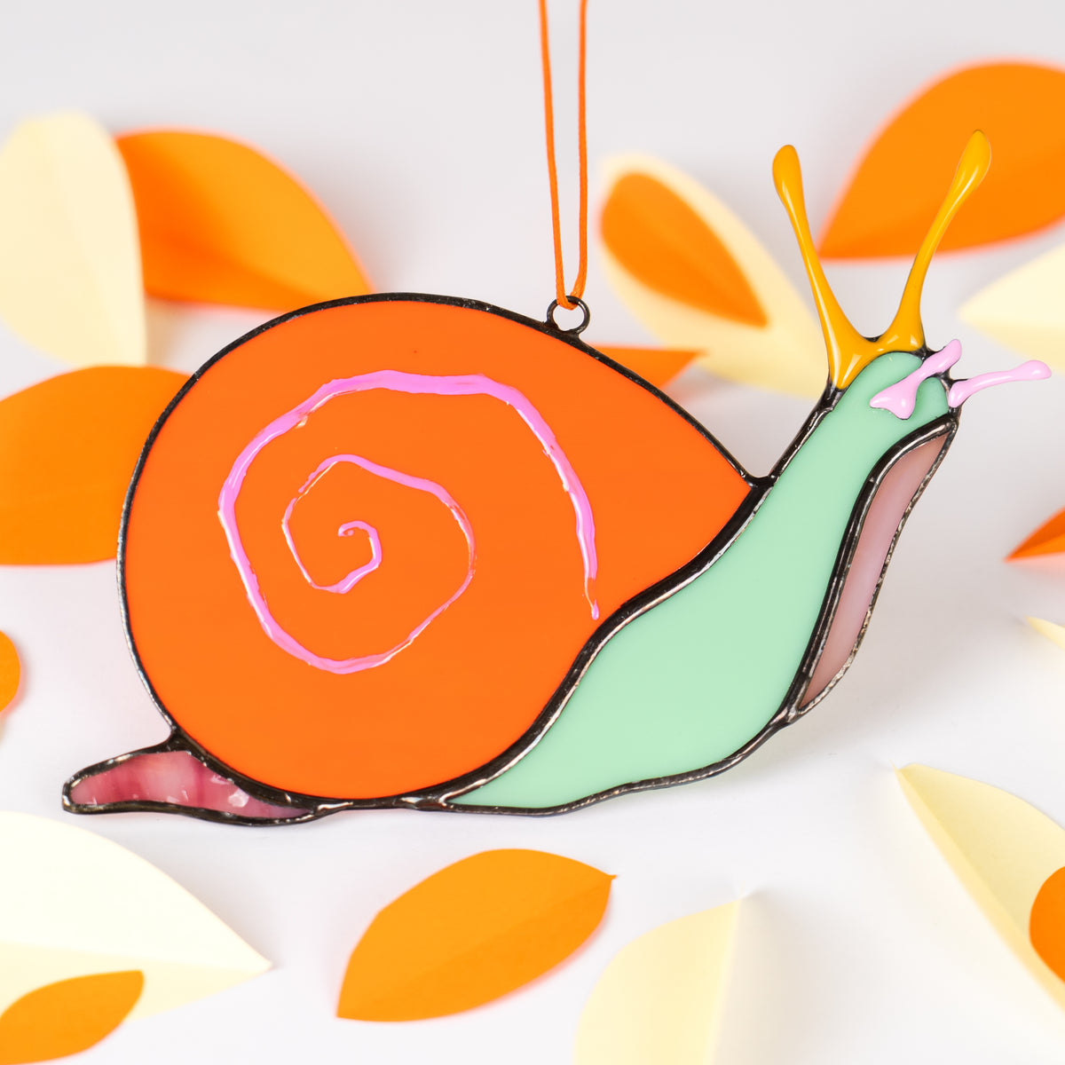 Orange Snail - Stained Glass Suncatcher