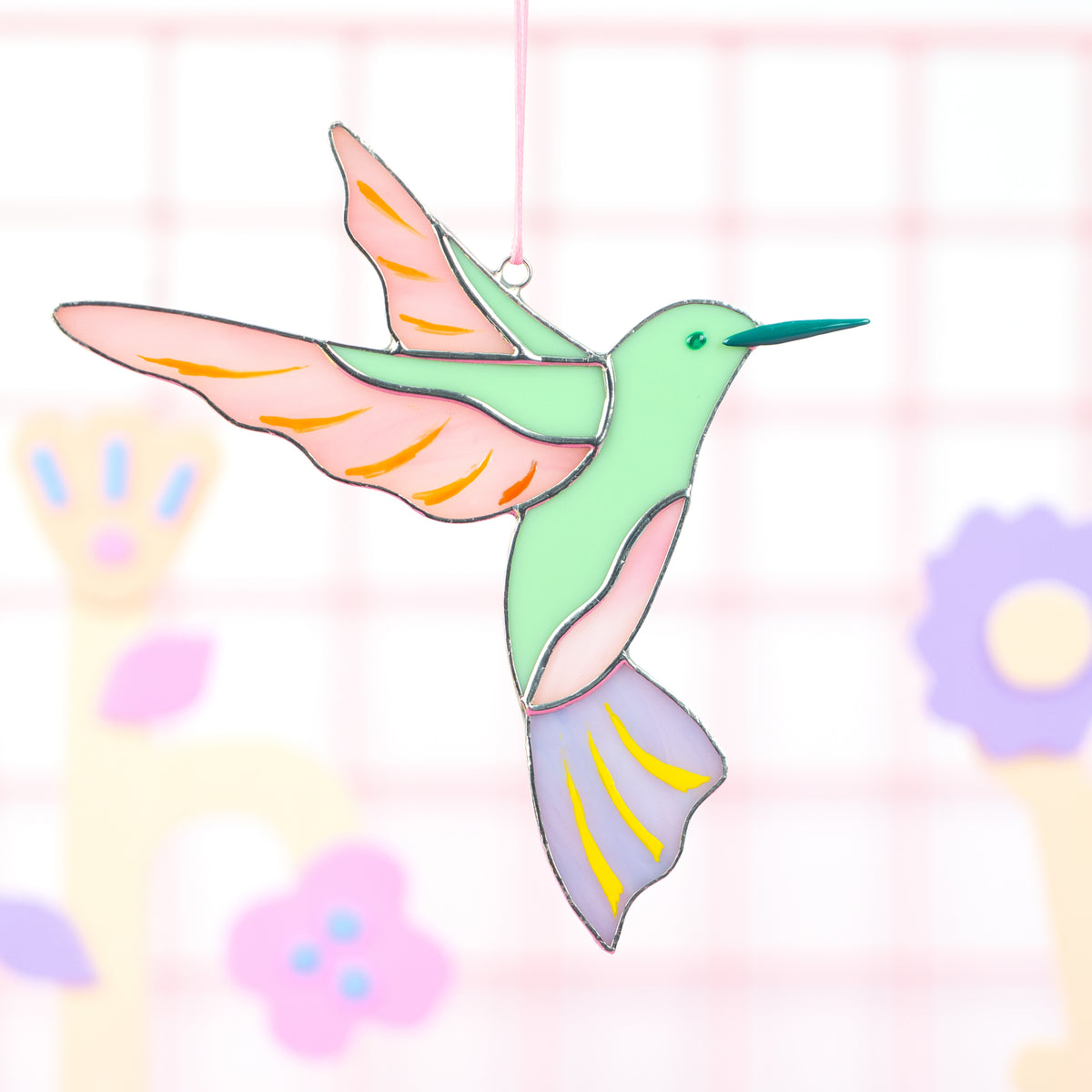 Pastel Hummingbird - Stained Glass Suncatcher