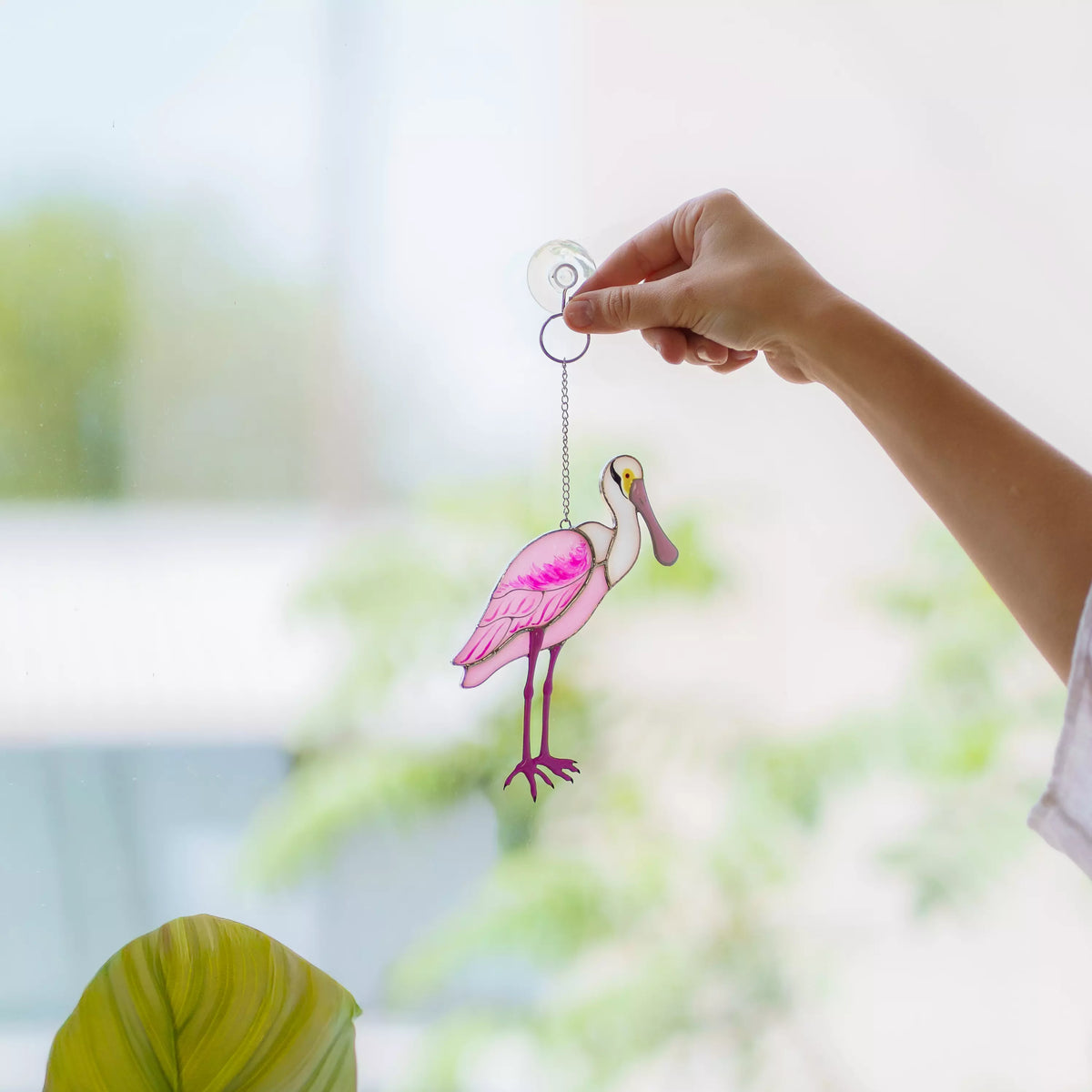 Roseate Spoonbill - Stained Glass Suncatcher