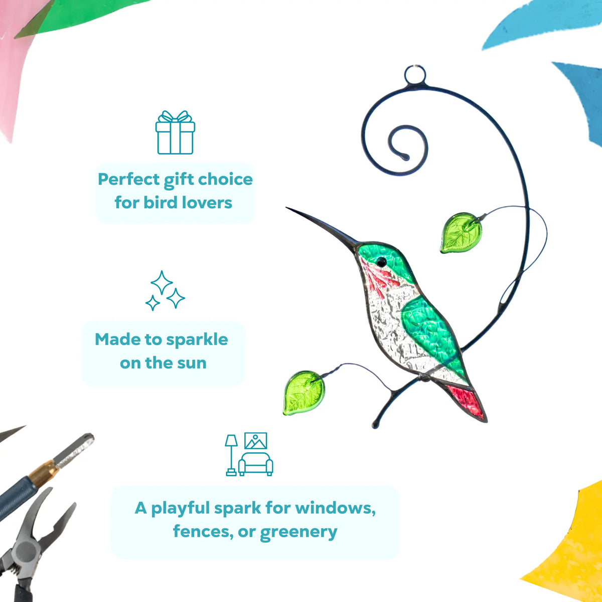 Colibrí garganta de rubí - Atrapasueños de vitral