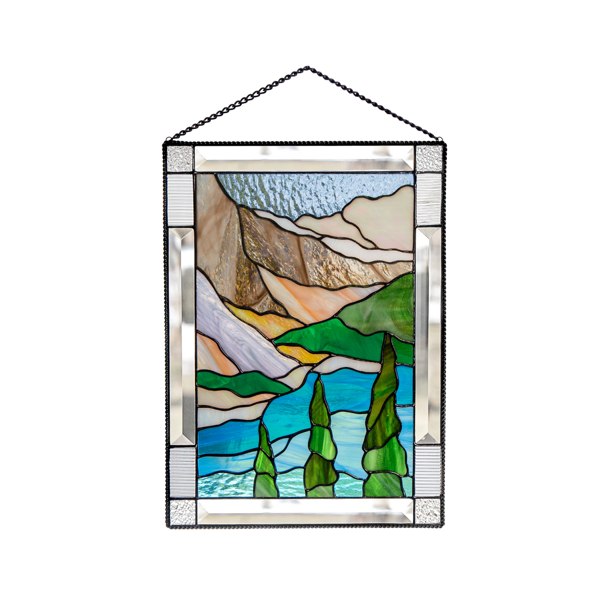 Stained glass panel featuring Banff national park