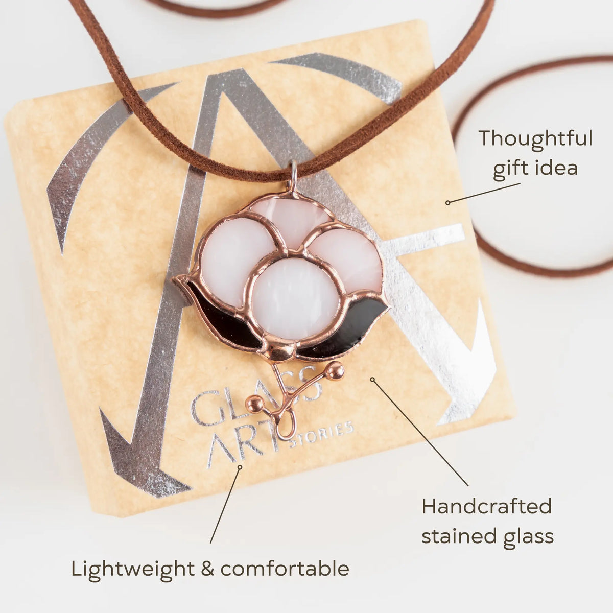 Lightweight cotton flower stained glass pendant – comfortable, handmade, meaningful gift idea