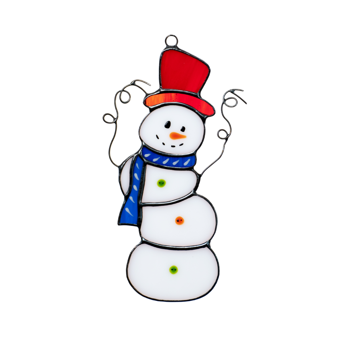 Muñeco de nieve de vitral navideño