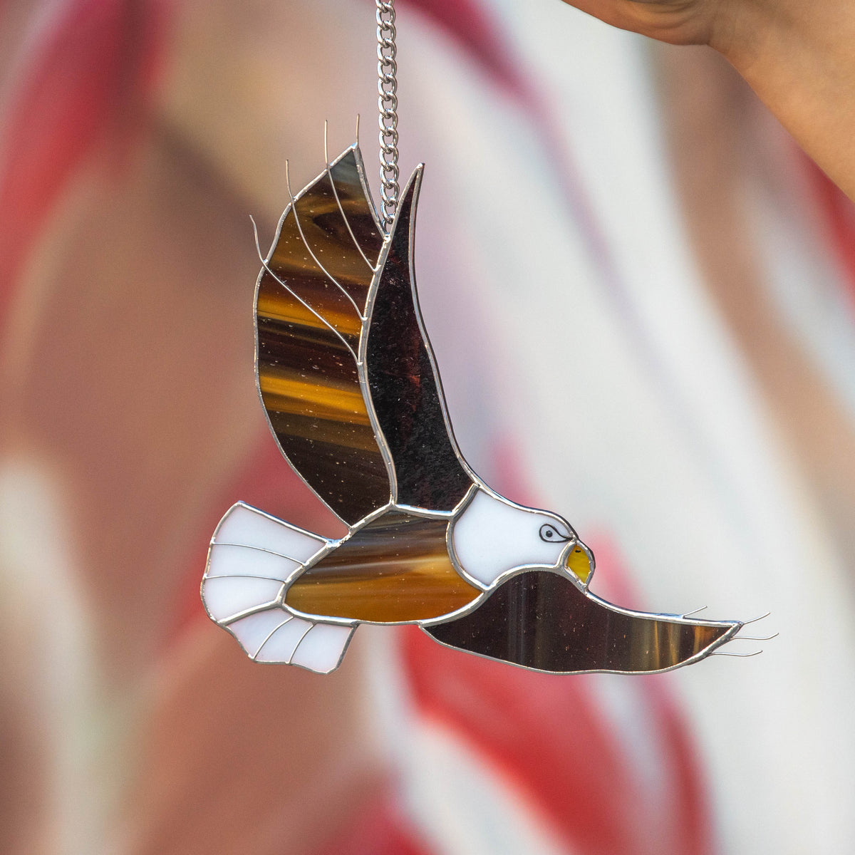 Stained glass eagle window hanging