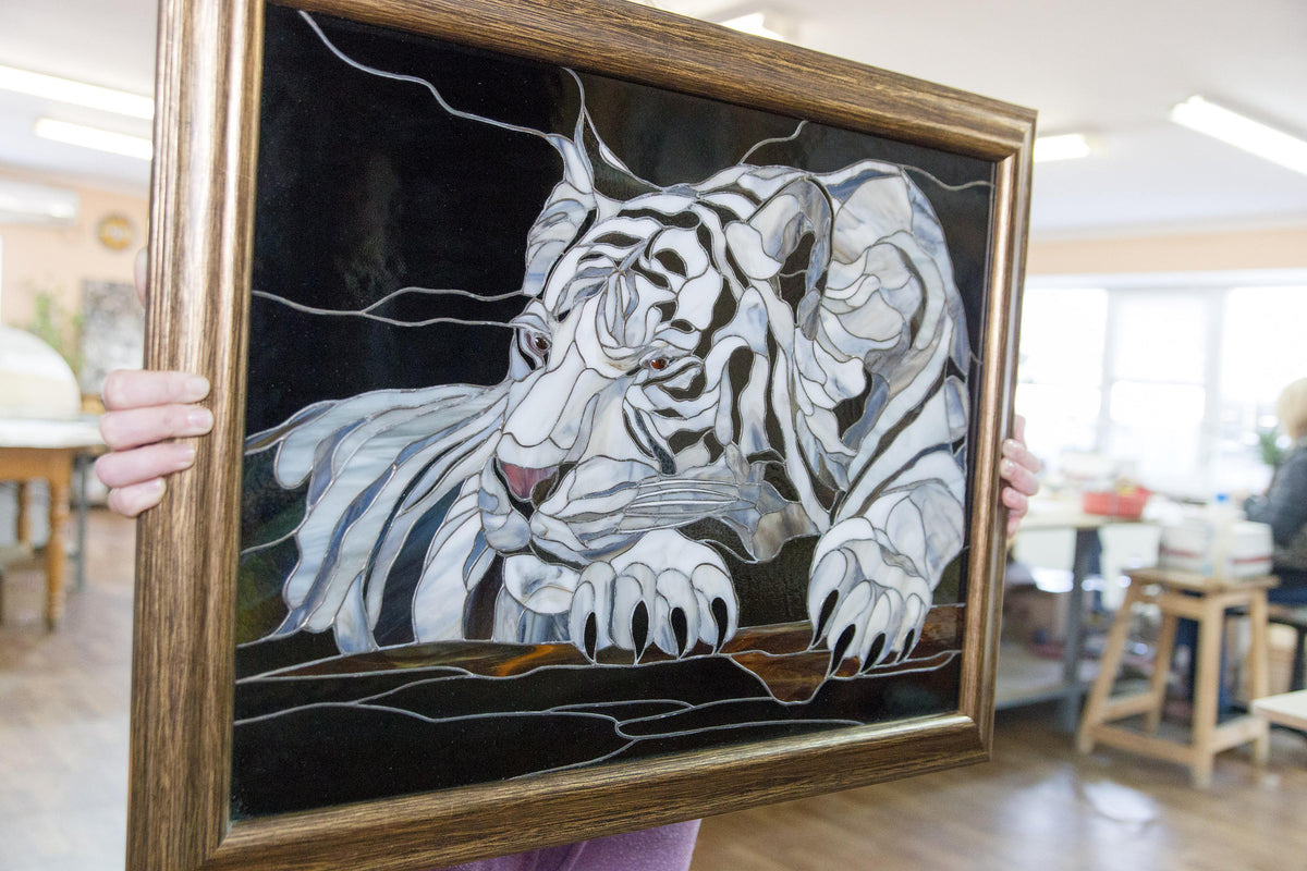 White Tiger - Stained Glass Panel Wall Art