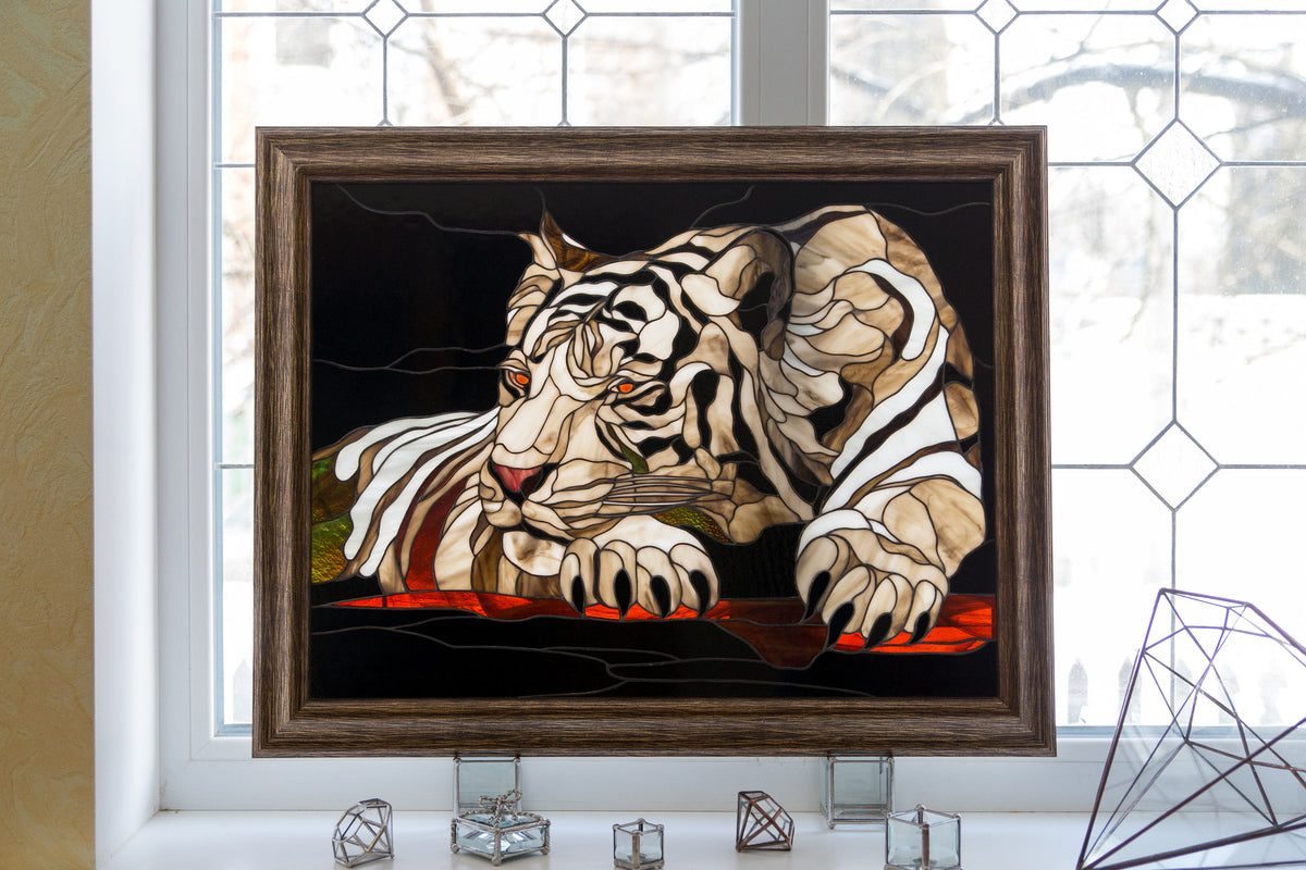 White Tiger - Stained Glass Panel Wall Art