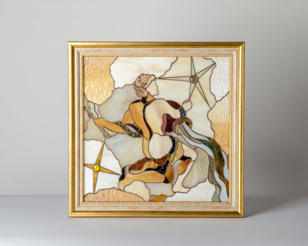 Aquarius custom stained glass panel constellation gift stained glass window hangings
