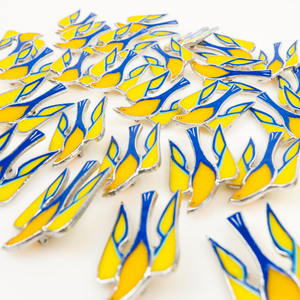 A collection of Ukrainian stained-glass tridents 