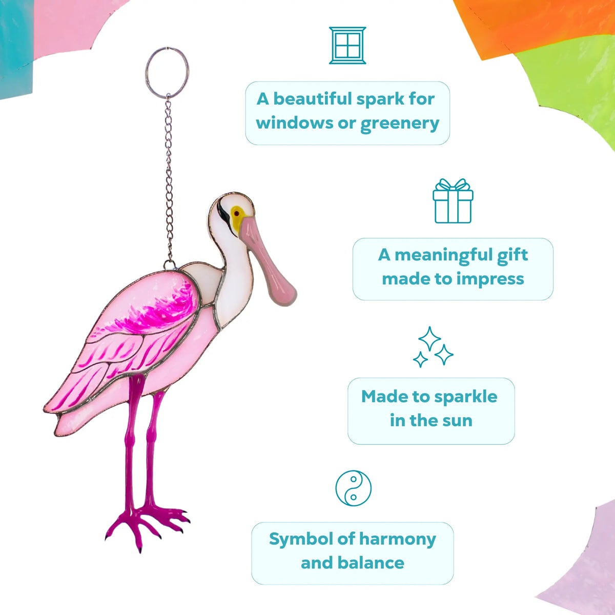 Roseate Spoonbill - Stained Glass Suncatcher