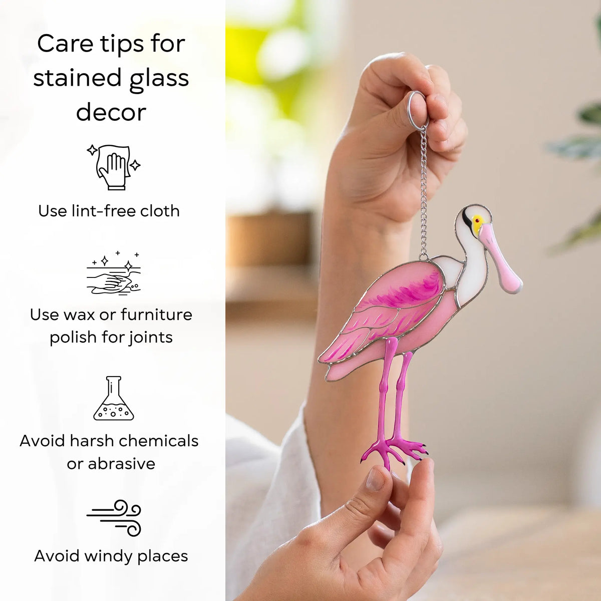 Roseate Spoonbill - Stained Glass Suncatcher