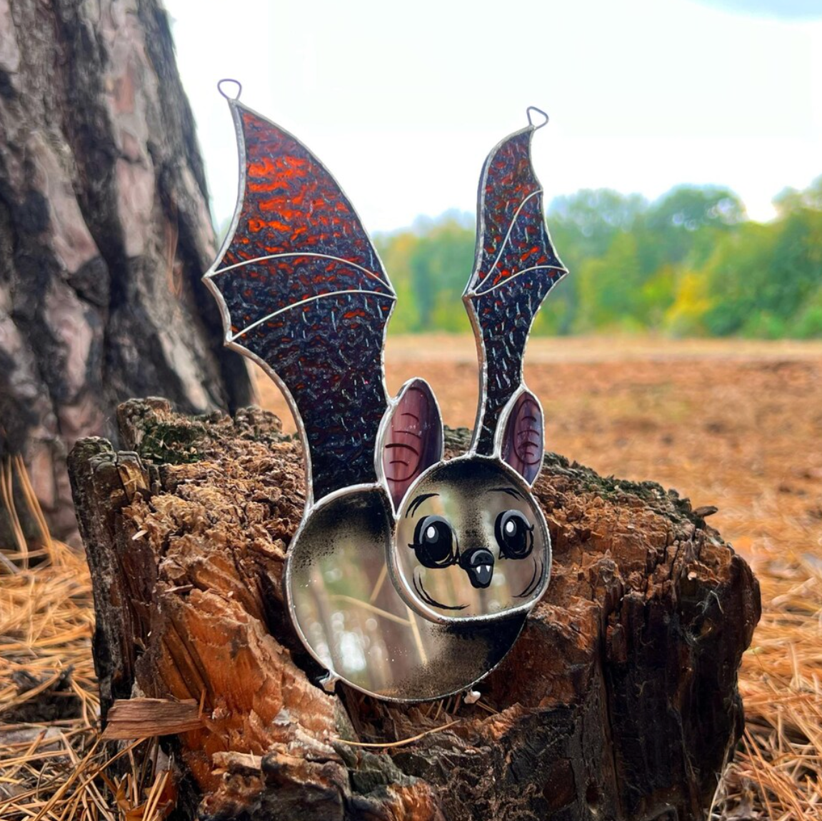 Mirror Bat - Halloween Stained Glass Suncatcher