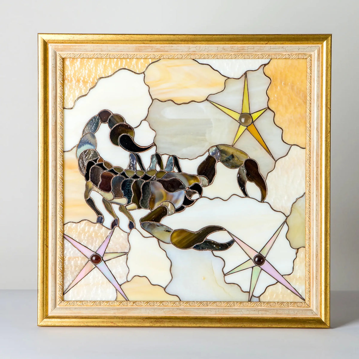 Zodiac Signs of Scorpio, Aries and Gemini - Stained Glass Panels