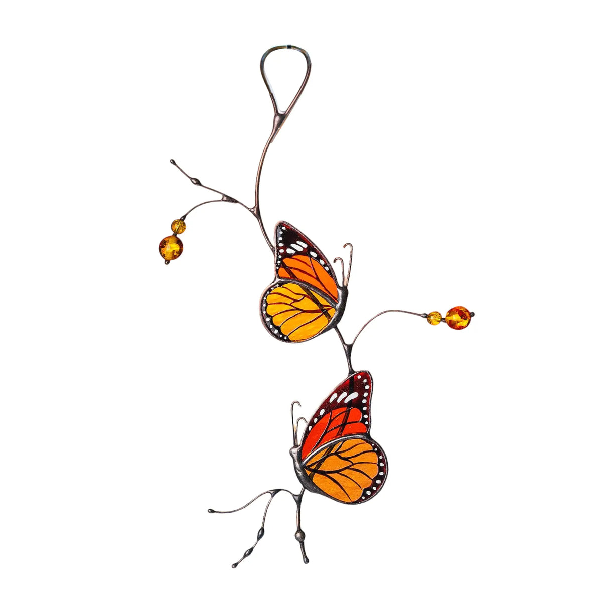 Pair of Monarchs on a Branch - Stained Glass Suncatcher