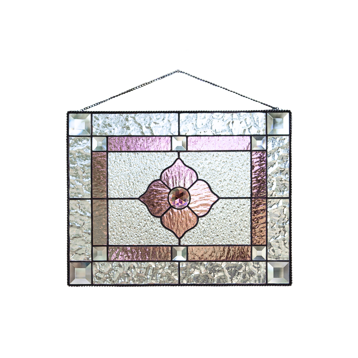 Panel biselado rosa - Vidriera clásica