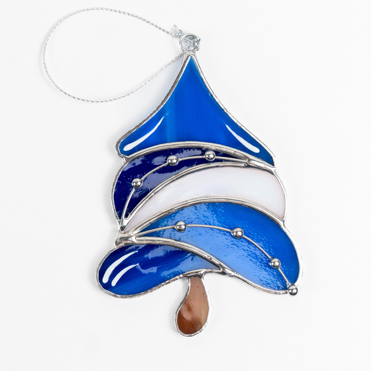 Árbol de Navidad azul - Atrapasol de vitral