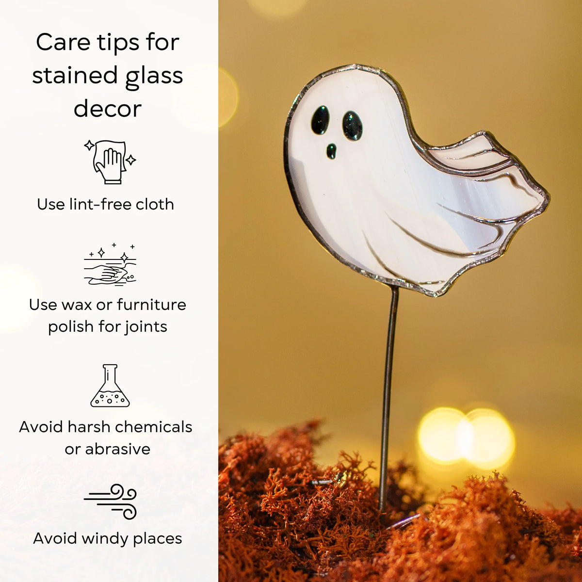 Setas de cristal y fantasma - Estacas decorativas para plantas de vidriera