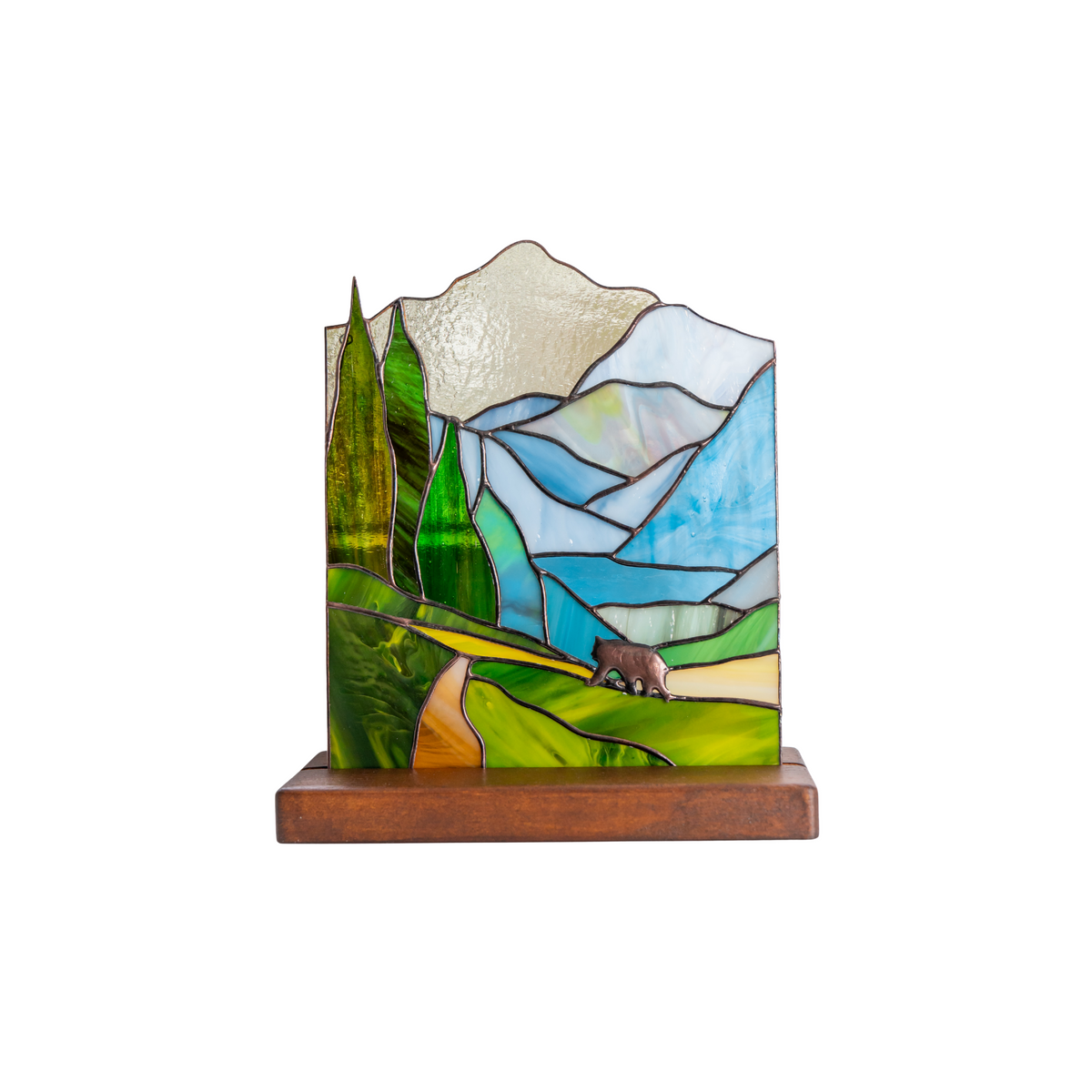 Bear in Forest - Stained Glass Table Decor