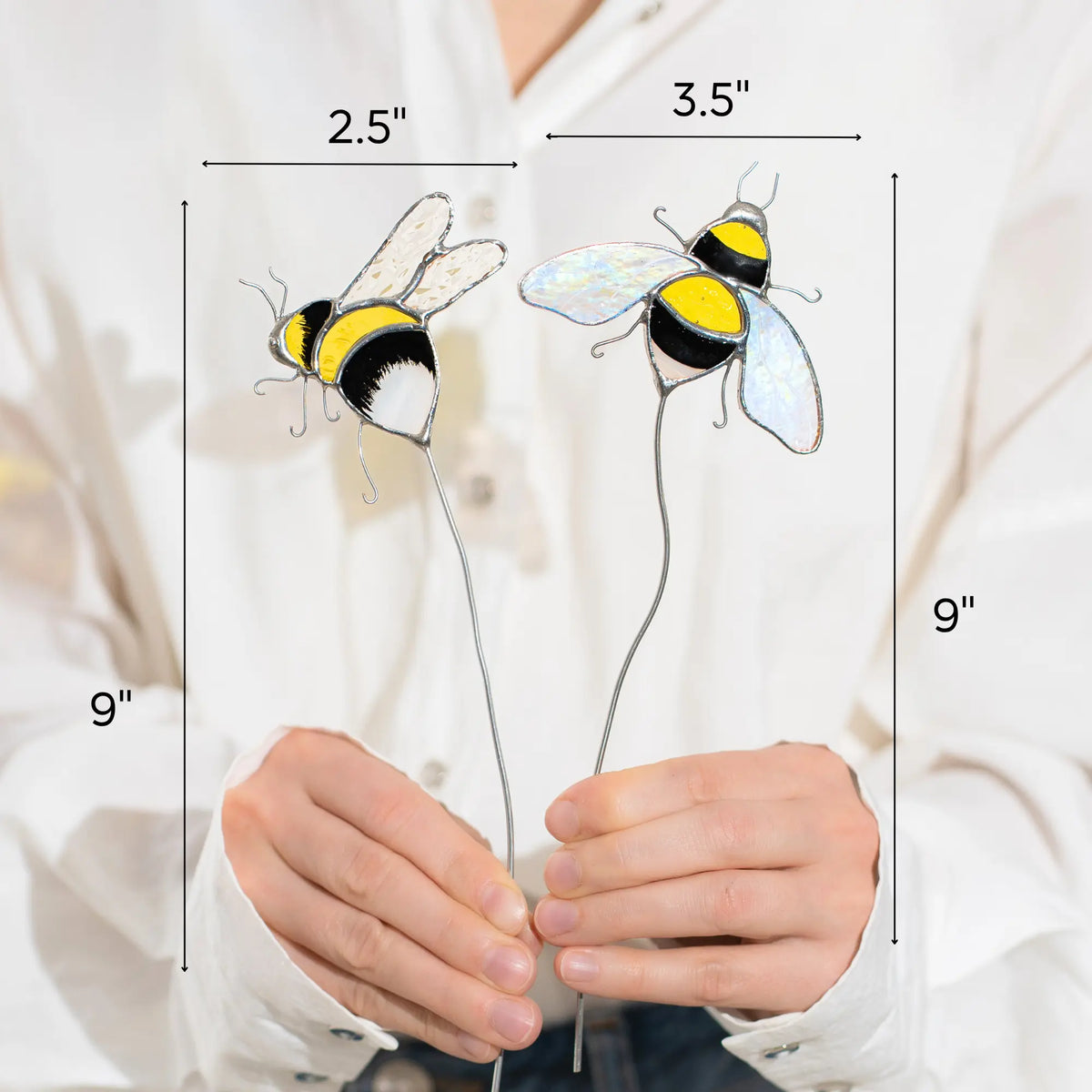 Set of Bumblebees - Stained Glass Plant Stakes
