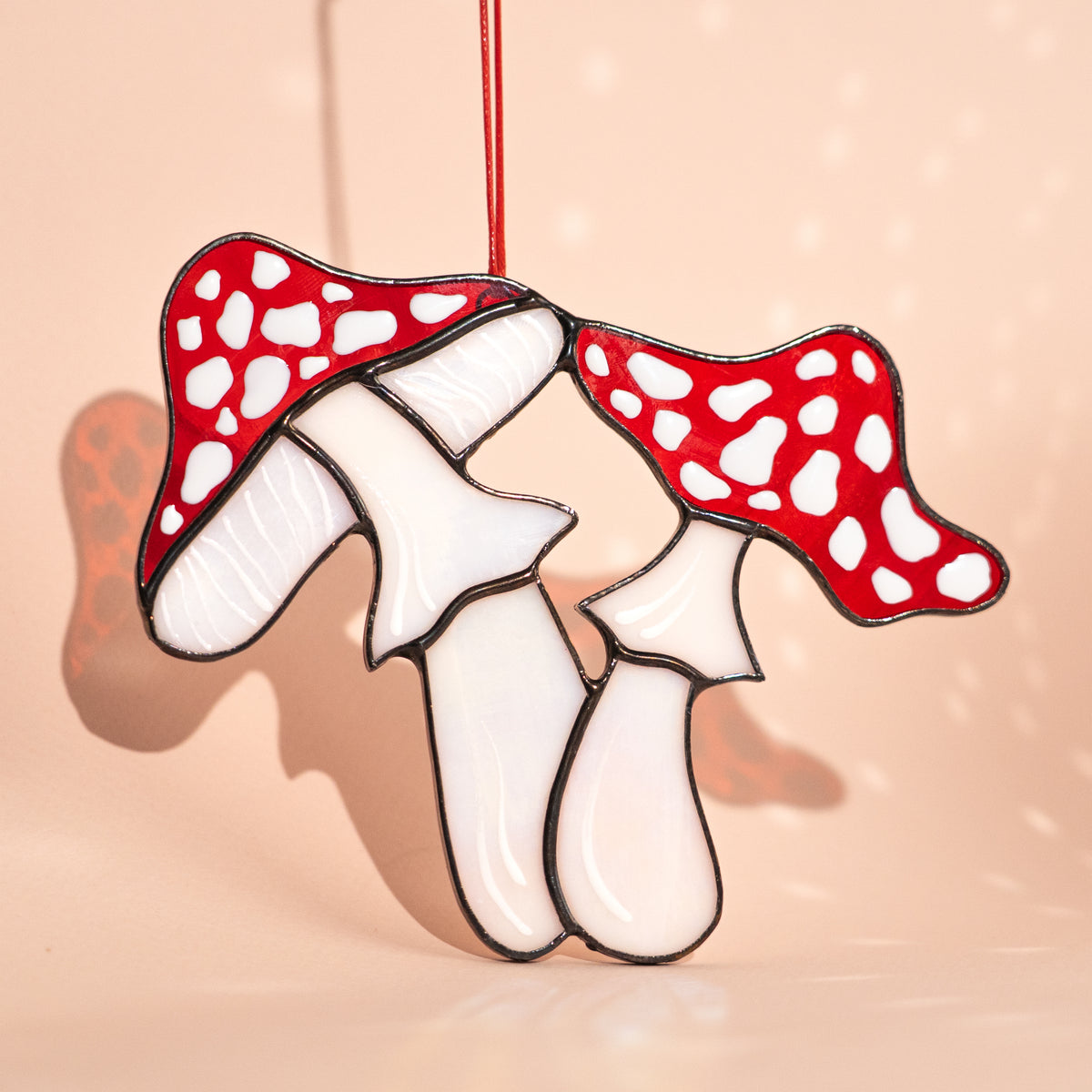 Fly Agaric Mushrooms - Stained Glass Suncatcher