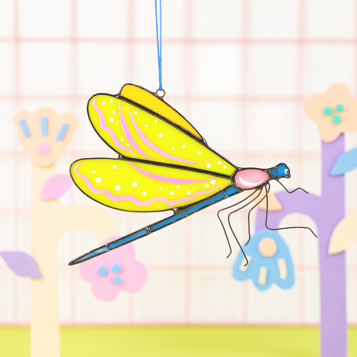 Lime Green Dragonfly - Stained Glass Suncatcher