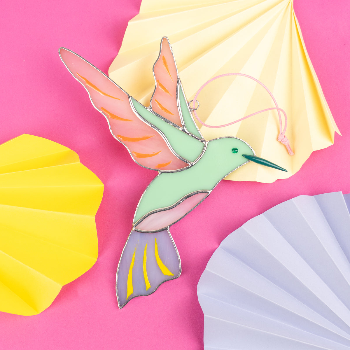 Pastel Hummingbird - Stained Glass Suncatcher