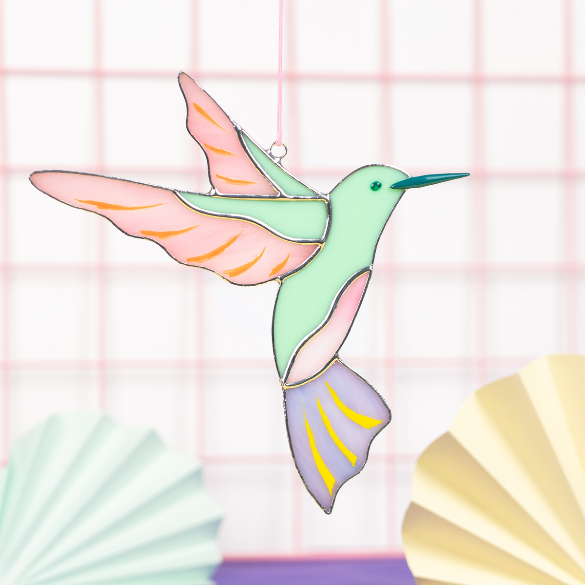 Pastel Hummingbird - Stained Glass Suncatcher