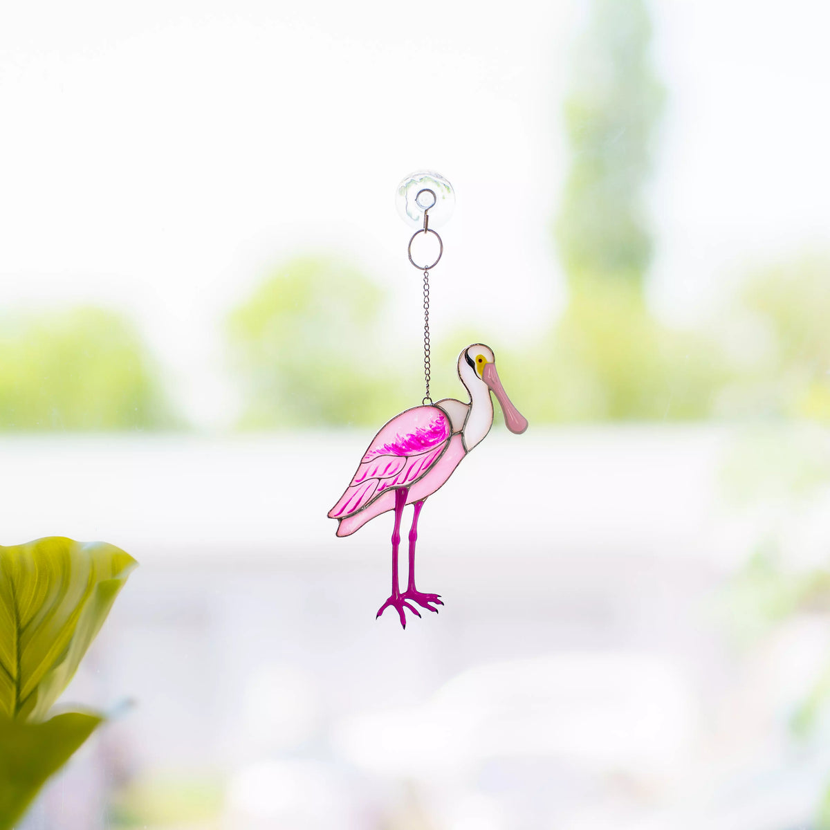 Roseate Spoonbill - Stained Glass Suncatcher