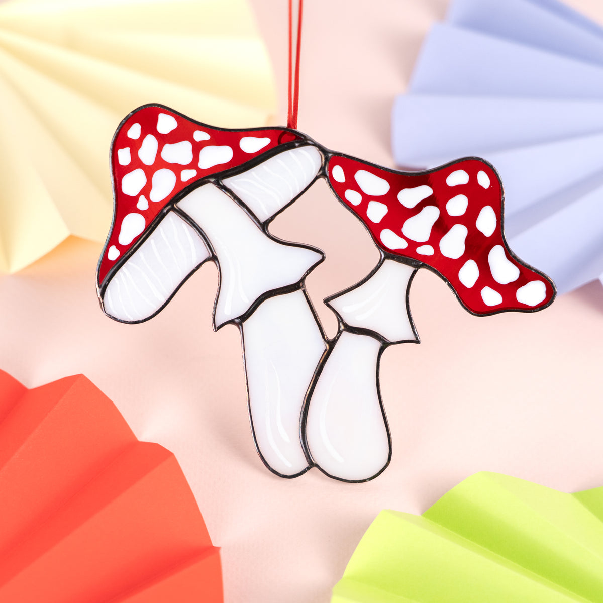 Fly Agaric Mushrooms - Stained Glass Suncatcher