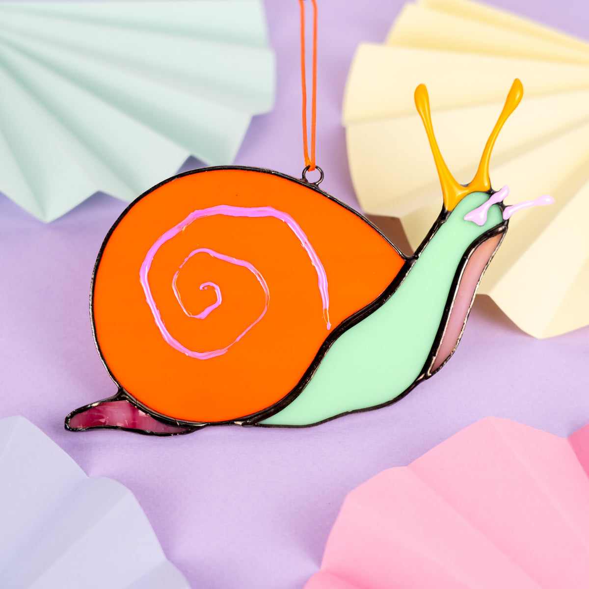 Orange Snail - Stained Glass Suncatcher