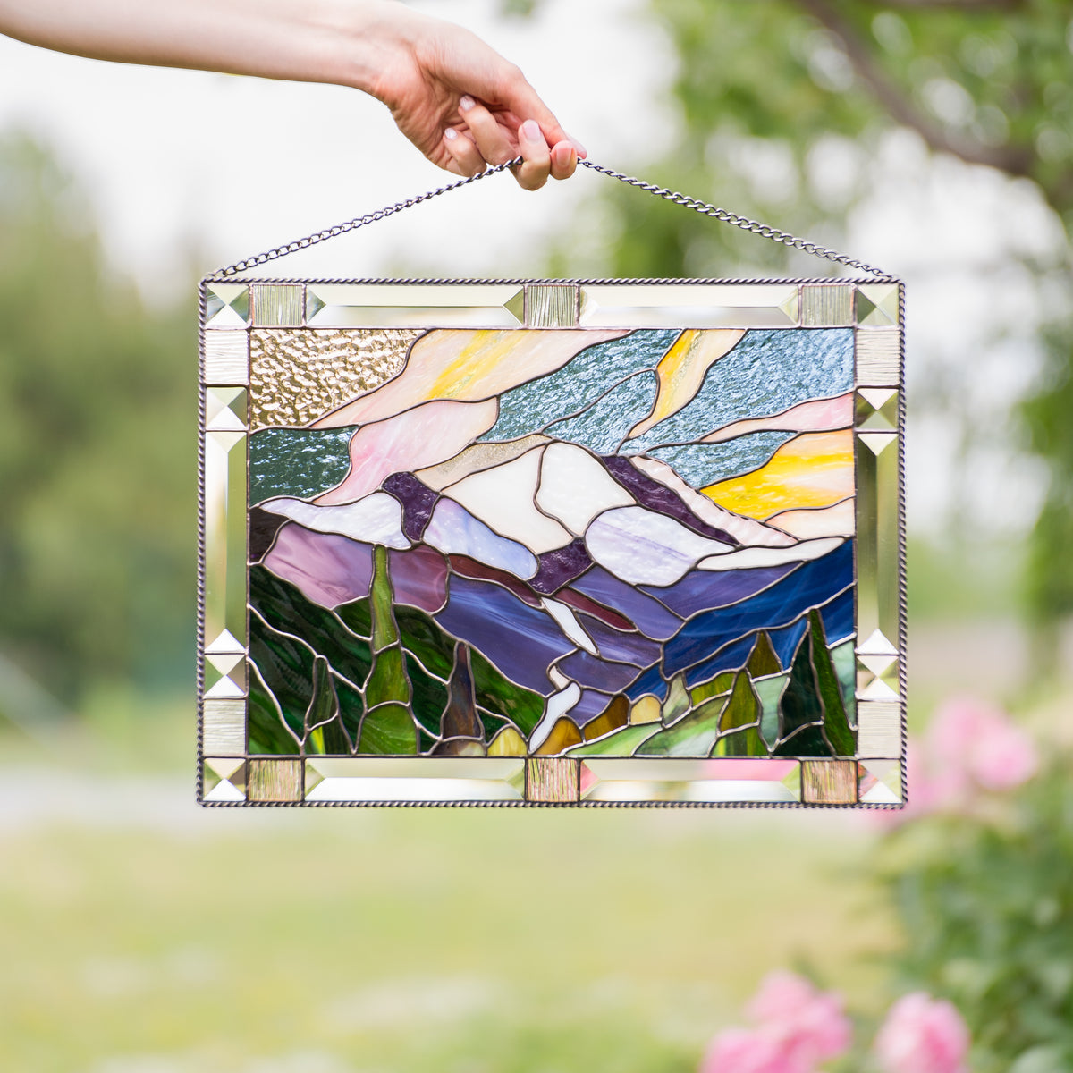 Mountain Rainier National Park - Stained Glass Panel