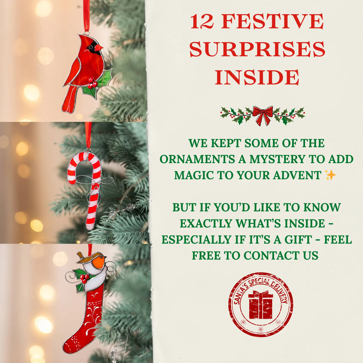 Calendario de Adviento - Regalo navideño de vitral