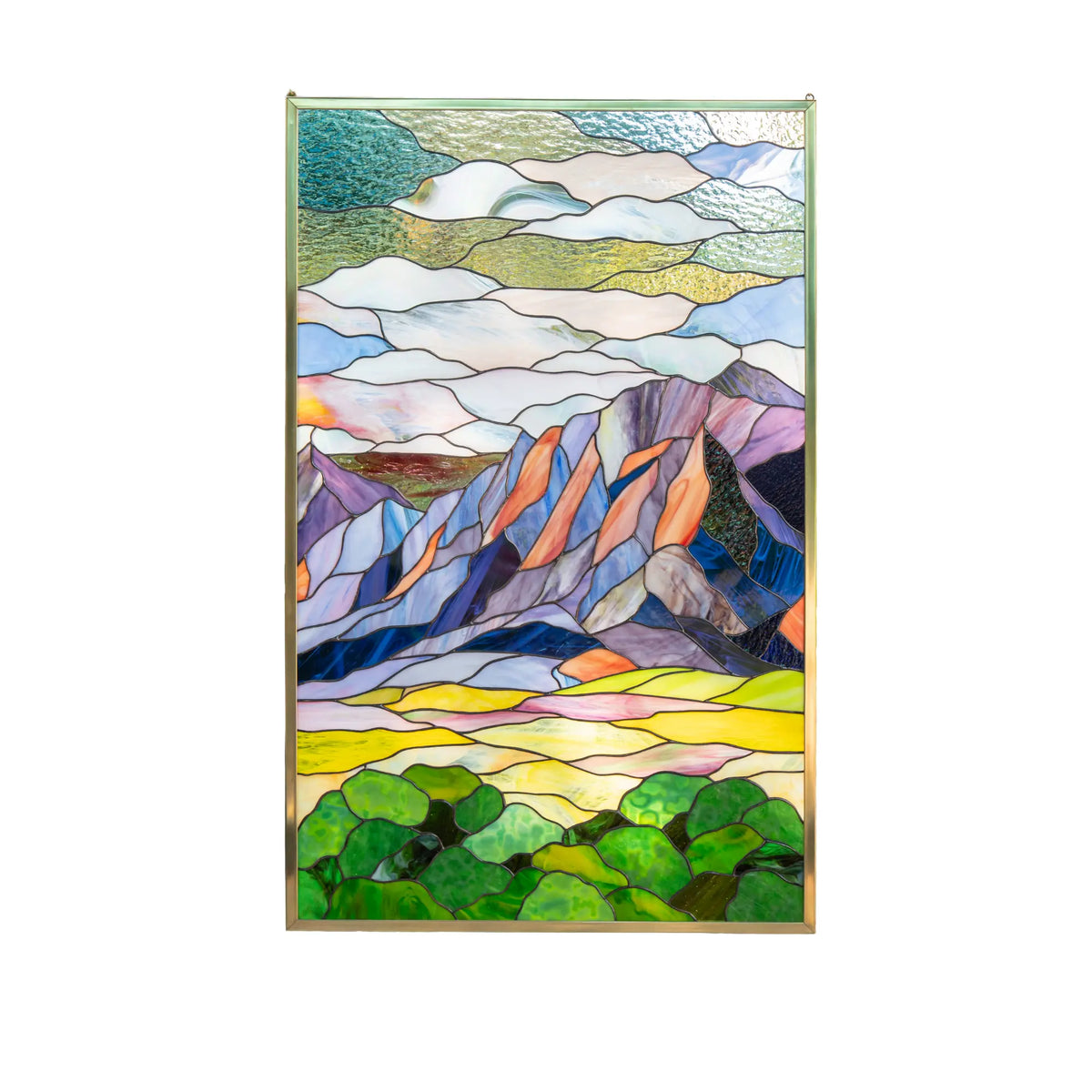 Panel de vitral personalizado - Montañas Flatirons