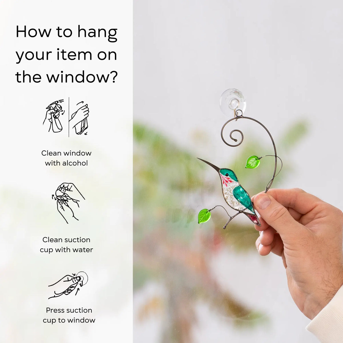 Ruby-throated Hummingbird - Stained Glass Suncatcher