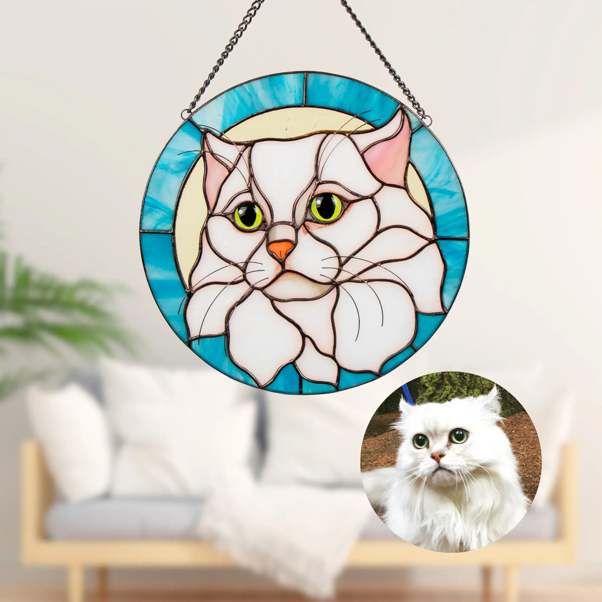 Custom stained glass Pet Portrait (Cat)
