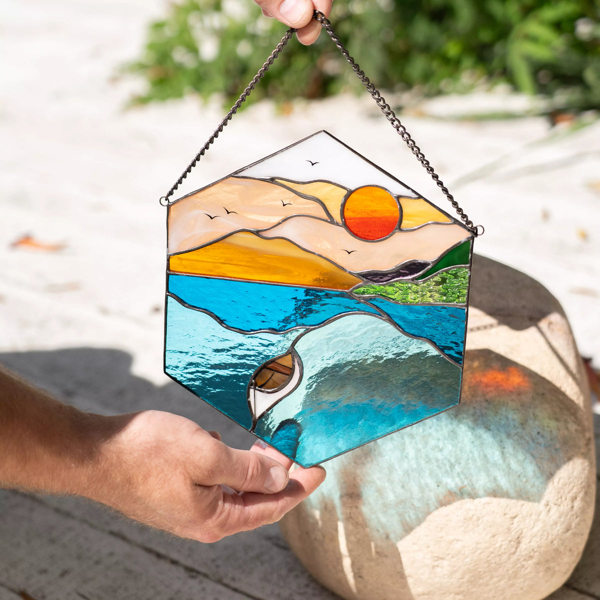 The Waters and the Boat - Stained Glass Panel