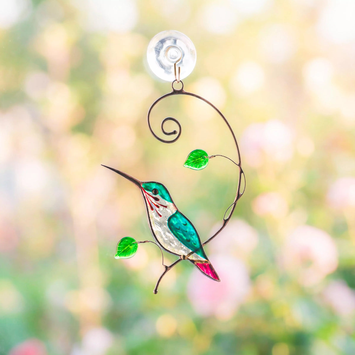 Ruby-throated Hummingbird - Stained Glass Suncatcher