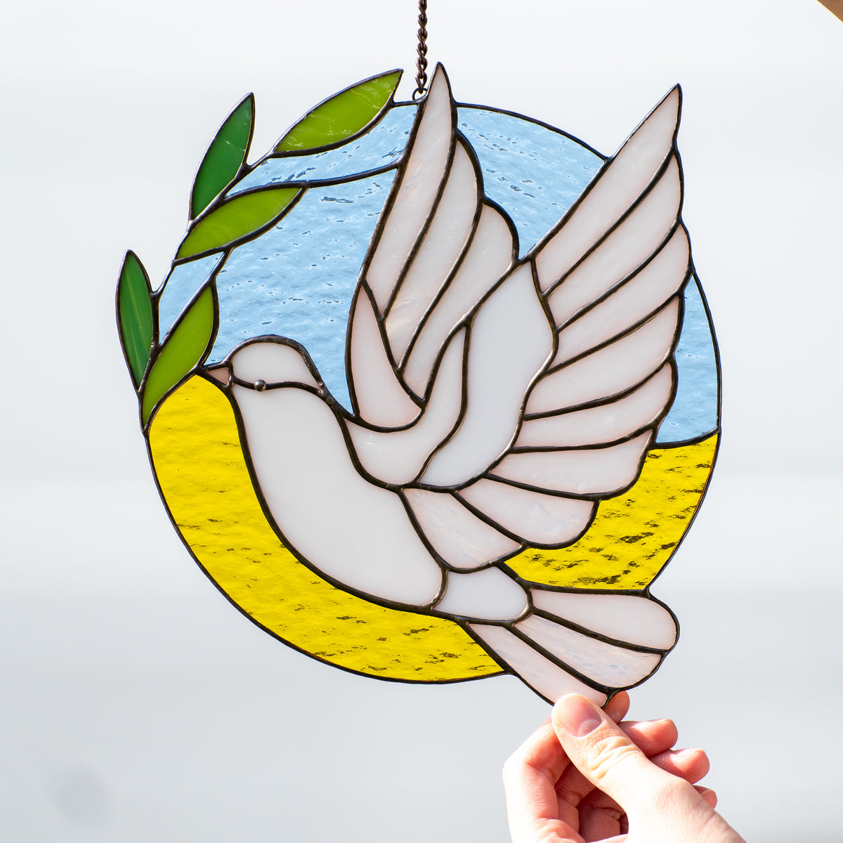 stained glass dove suncatcher 