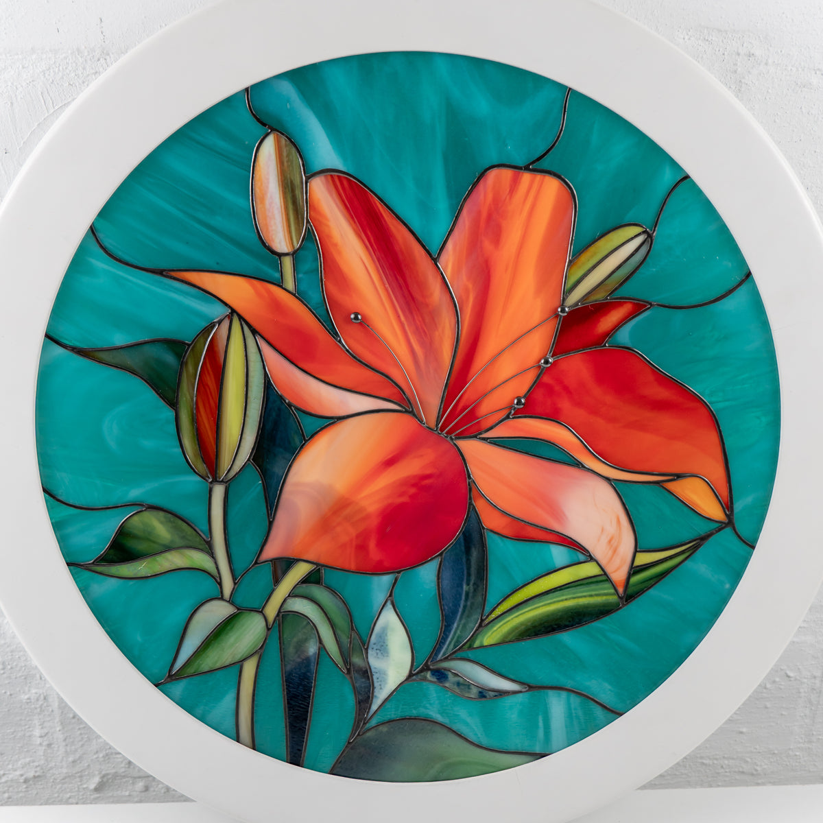 red lily modern picture made of stained glass