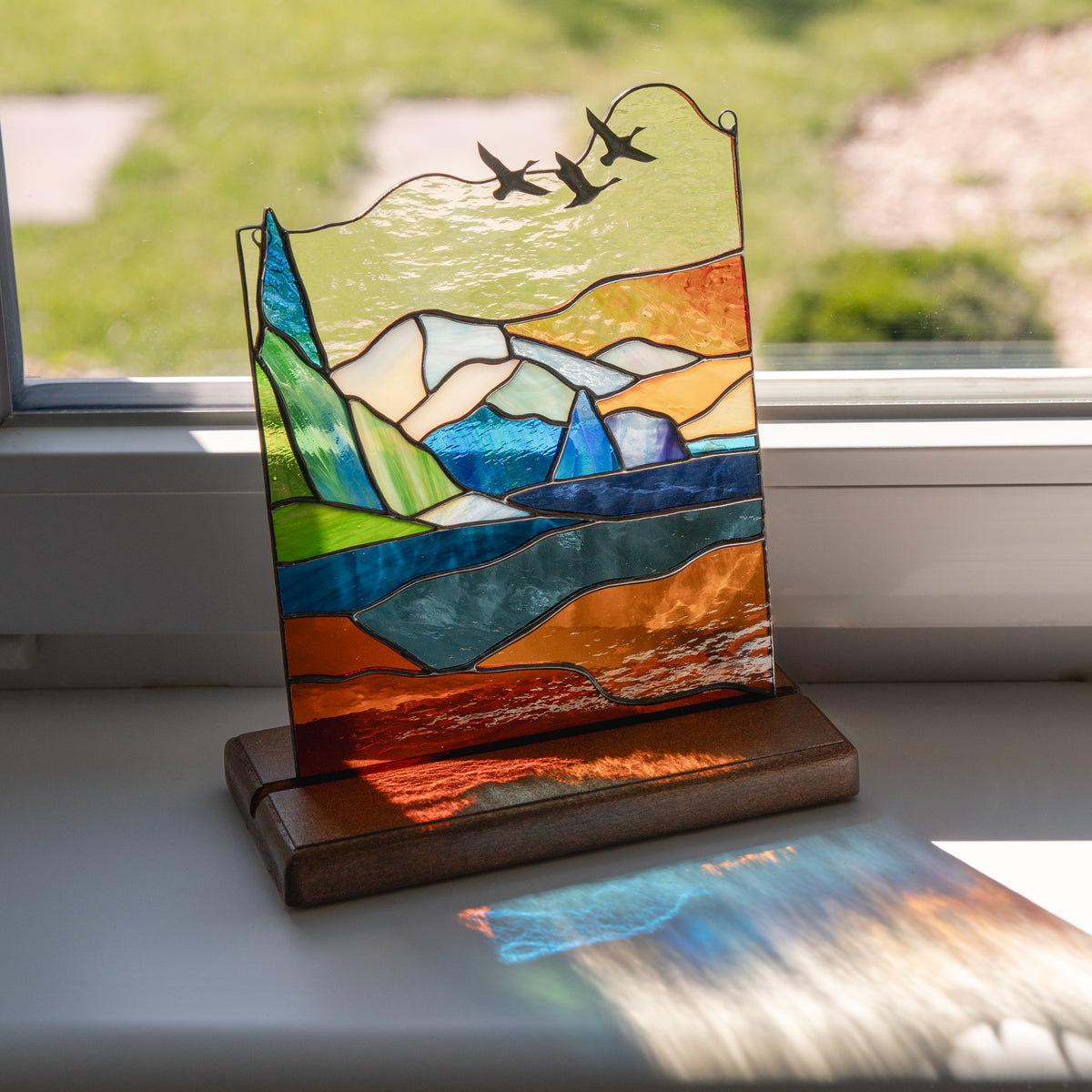 colorful stained glass mount rainier decor for home