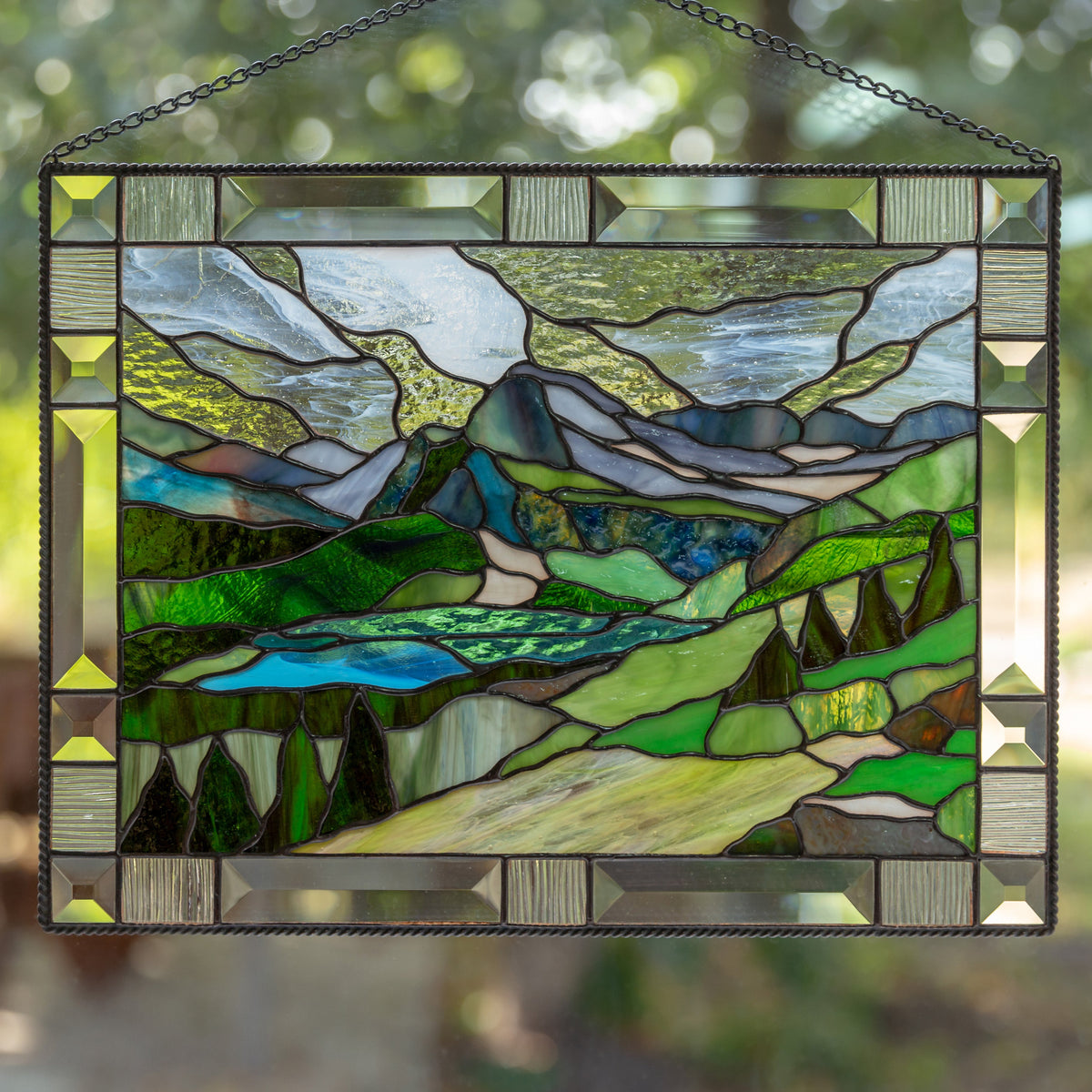 Glacier national park stained glass window panel