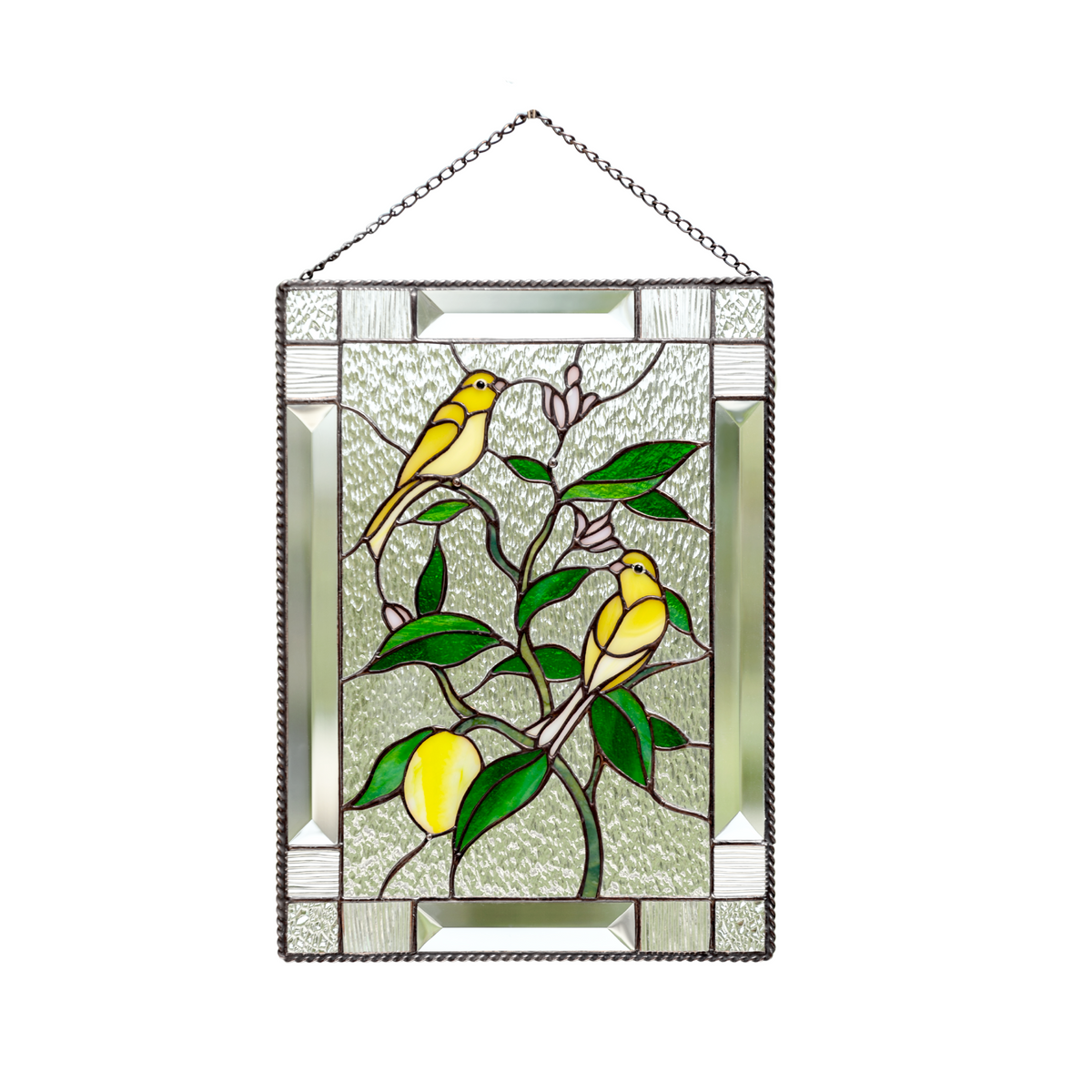 Canarios en el limonero - Panel de vitral