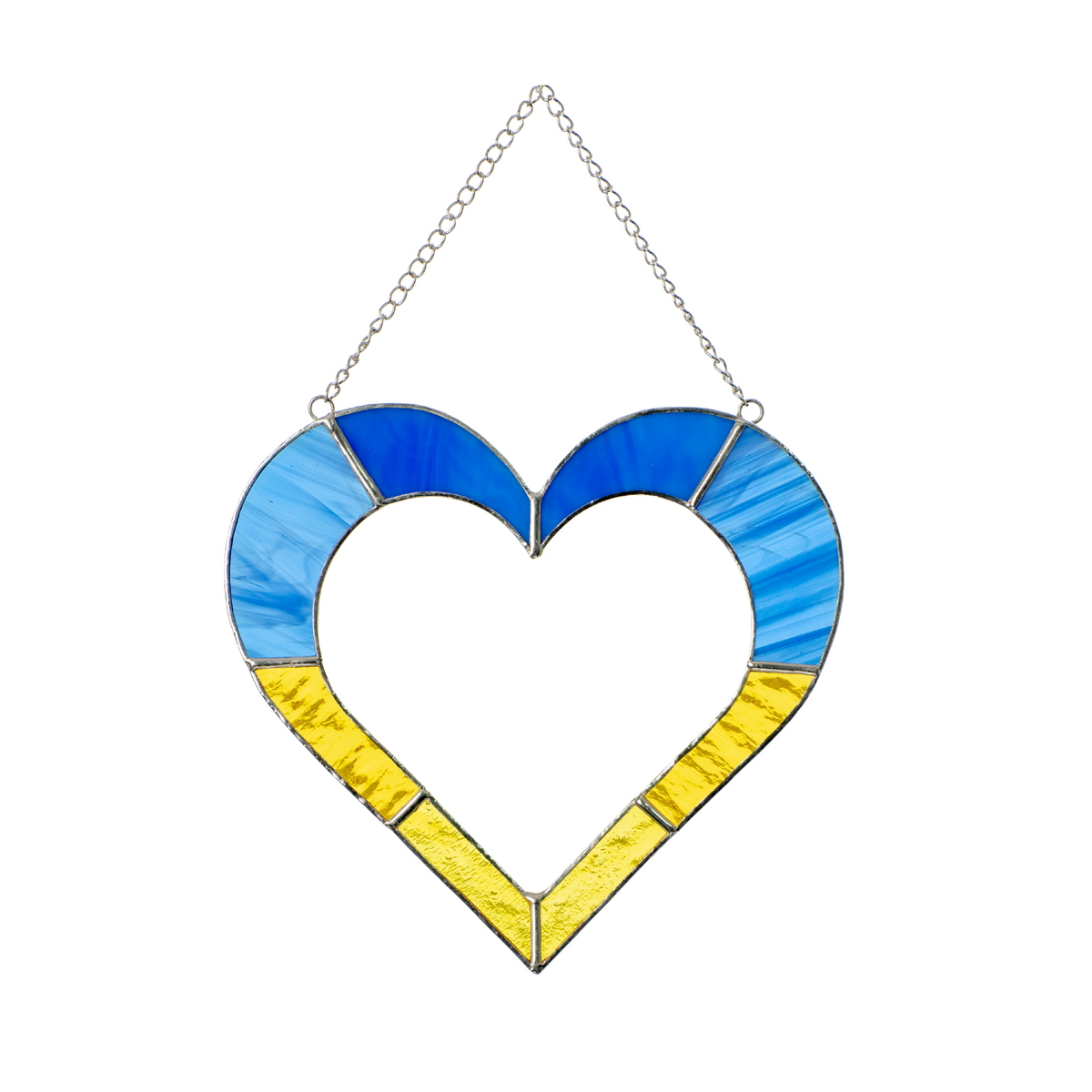 Corazón ucraniano - Atrapasol de vidrio vitral