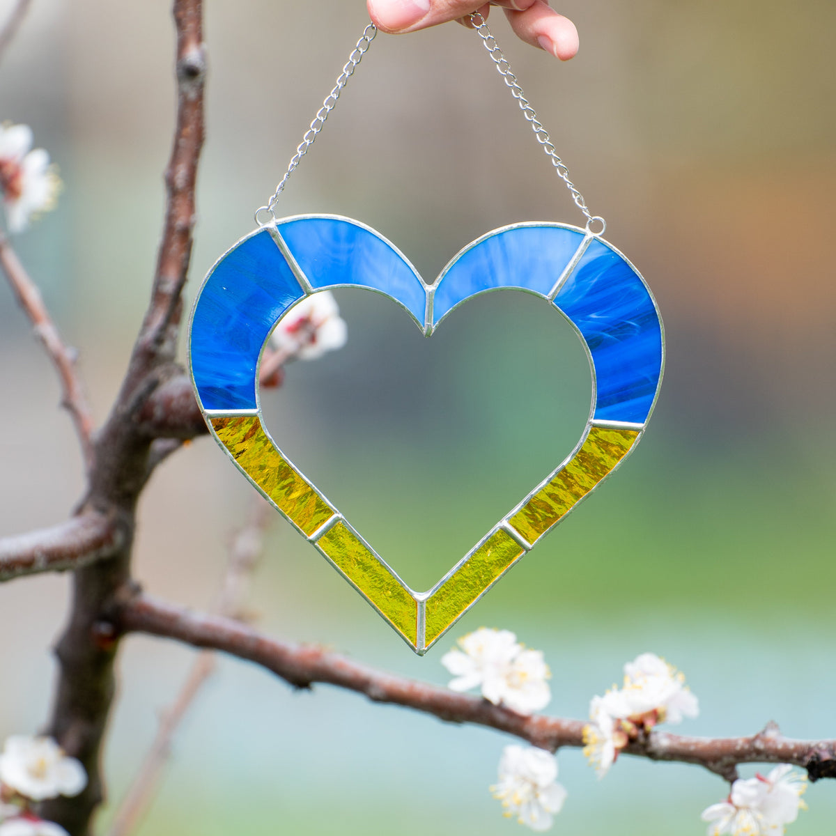 Ukrainian colouring stained glass heart window decor 