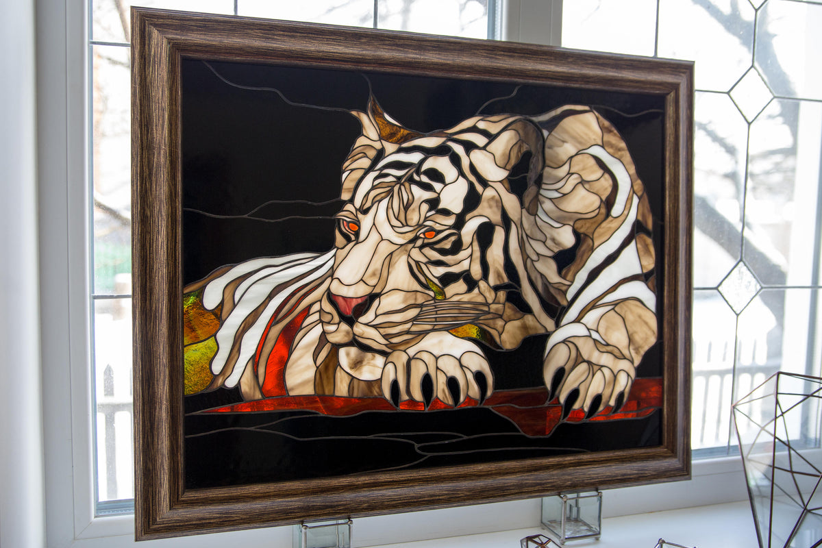 White Tiger - Stained Glass Panel Wall Art