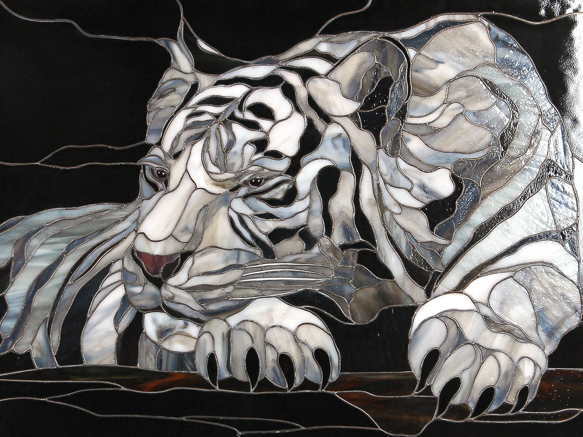 White Tiger - Stained Glass Panel Wall Art